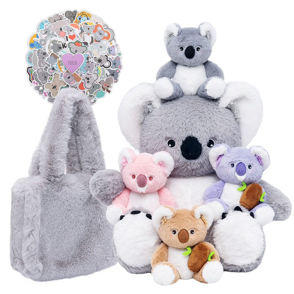 iFrodoll Koala Family with 4 Babies Plush Playset Animals Stuffed Gift Set for Toddler