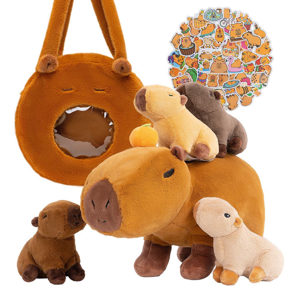 iFrodoll Capybara Family with 4 Babies Plush Playset Animals Stuffed Gift Set for Toddler