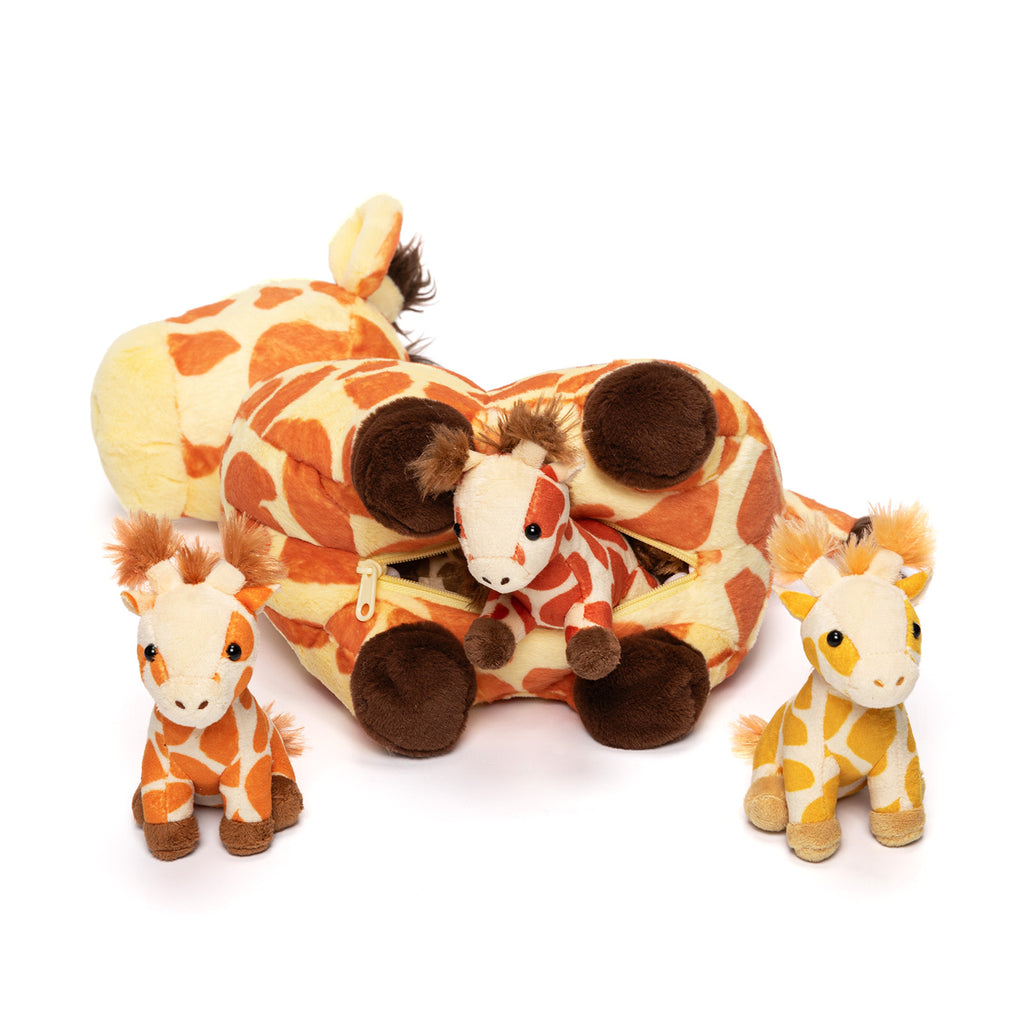 Giraffe Family with 4 Babies Plush Playset Animals Stuffed Gift Set