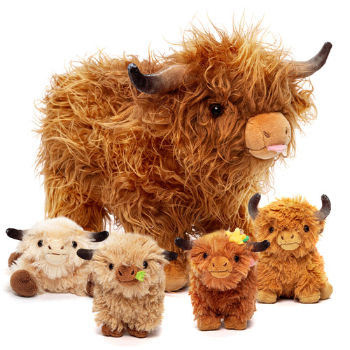 Highland Cattle Stuffed Animal with 4 Babies Inside
