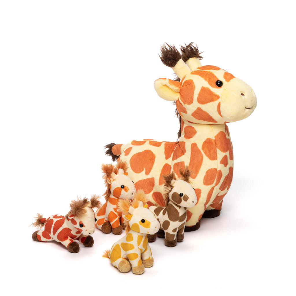 Giraffe Family with 4 Babies Plush Playset Animals Stuffed Gift Set
