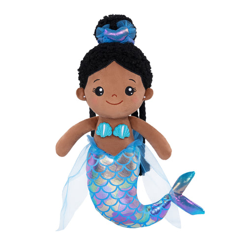 iFrodoll Personalized Deep Skin Tone Fantasy Mermaid Plush Baby Girl Doll