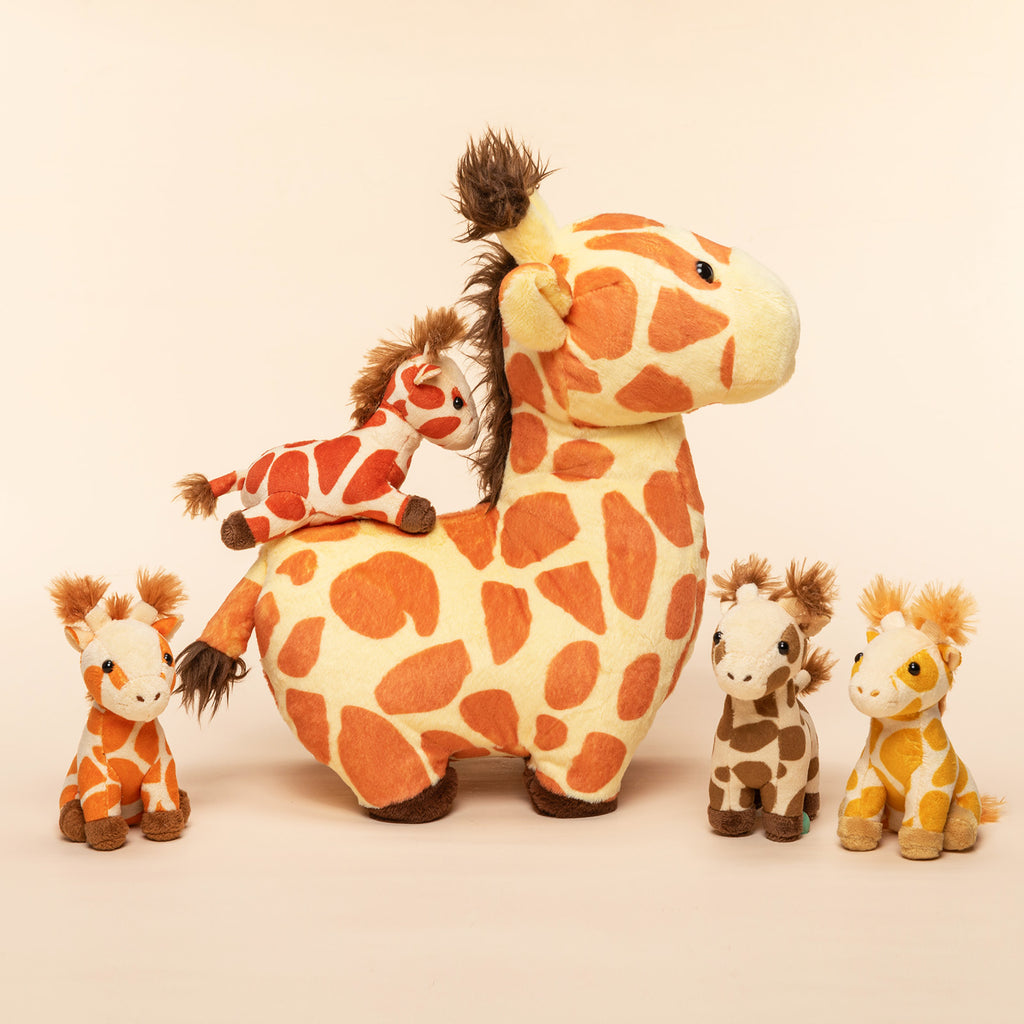 Giraffe Family with 4 Babies Plush Playset Animals Stuffed Gift Set