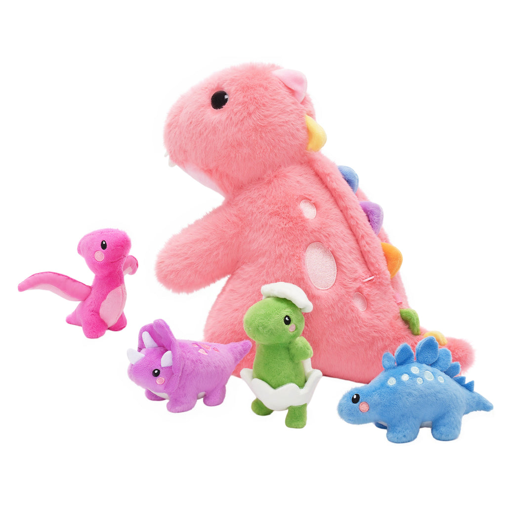 Dinosaur Family Plush Toy With 4 Baby Dinosaurs ,Can Be Used As A Crossbody Bag