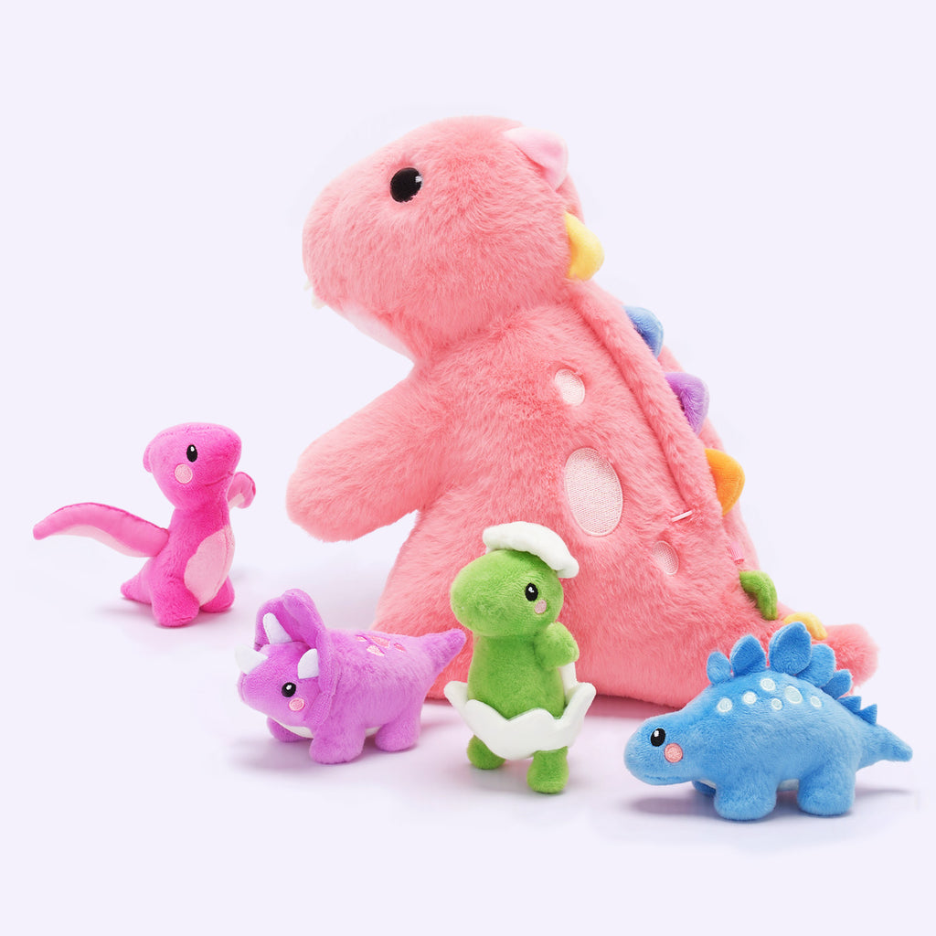 Dinosaur Family Plush Toy With 4 Baby Dinosaurs ,Can Be Used As A Crossbody Bag