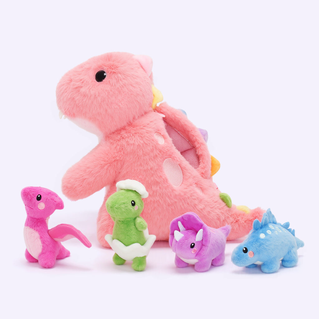 Dinosaur Family Plush Toy With 4 Baby Dinosaurs ,Can Be Used As A Crossbody Bag
