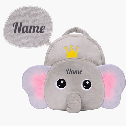 iFrodoll Personalized Animal Gray Elephant Plush Backpack
