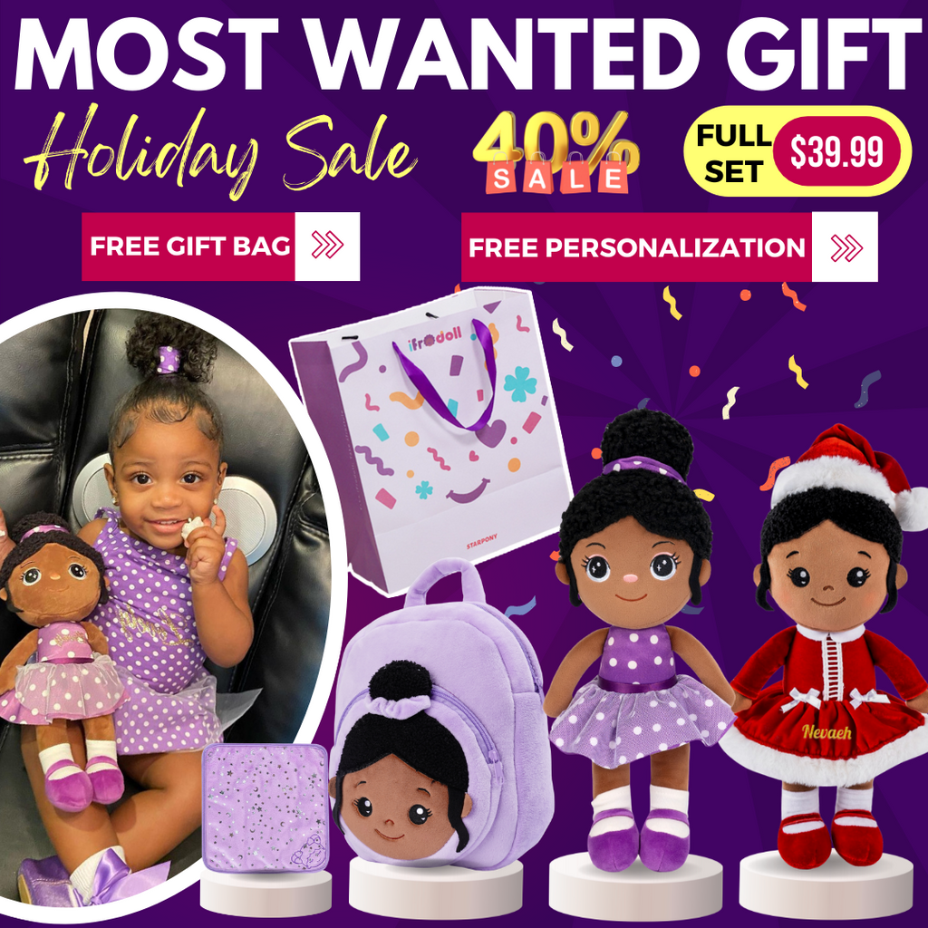 Kid Most Wanted Gift Set (Save 40%)- iFrodoll Personalized Plush Doll x 2, Backpack x1, Washcloth x1