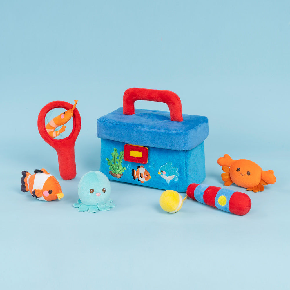 iFrodoll Personalized Baby's First Fishing Tackle Box Plush Playset Sound Toys Set