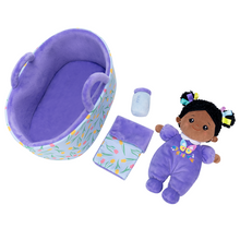 Load image into Gallery viewer, iFrodoll Personalized Deep Skin Tone Baby First Doll Purple Butterfly Girl Doll &amp; Gift Set