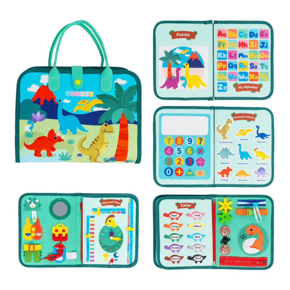 iFodoll Personalized Dinosaur Toddler Busy Board Plush Montessori Toy