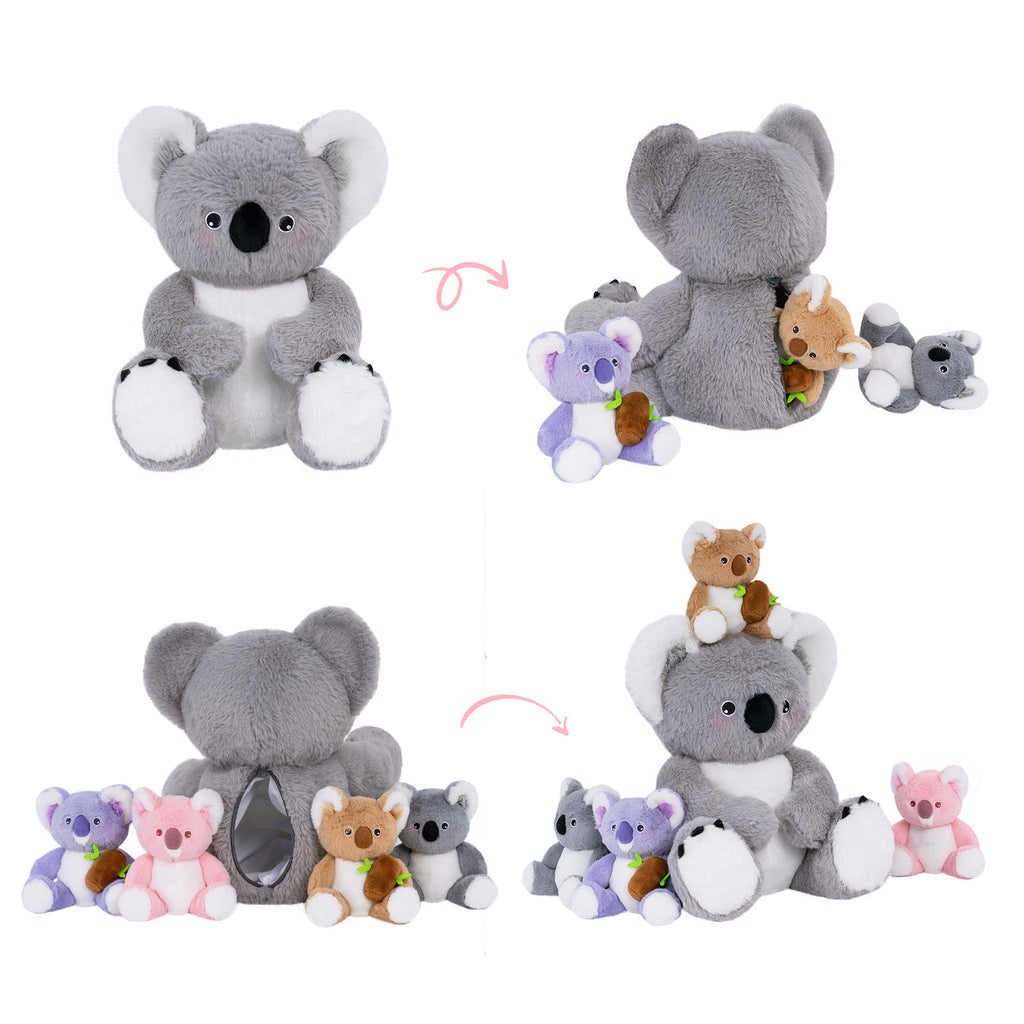iFrodoll Koala Family with 4 Babies Plush Playset Animals Stuffed Gift Set for Toddler