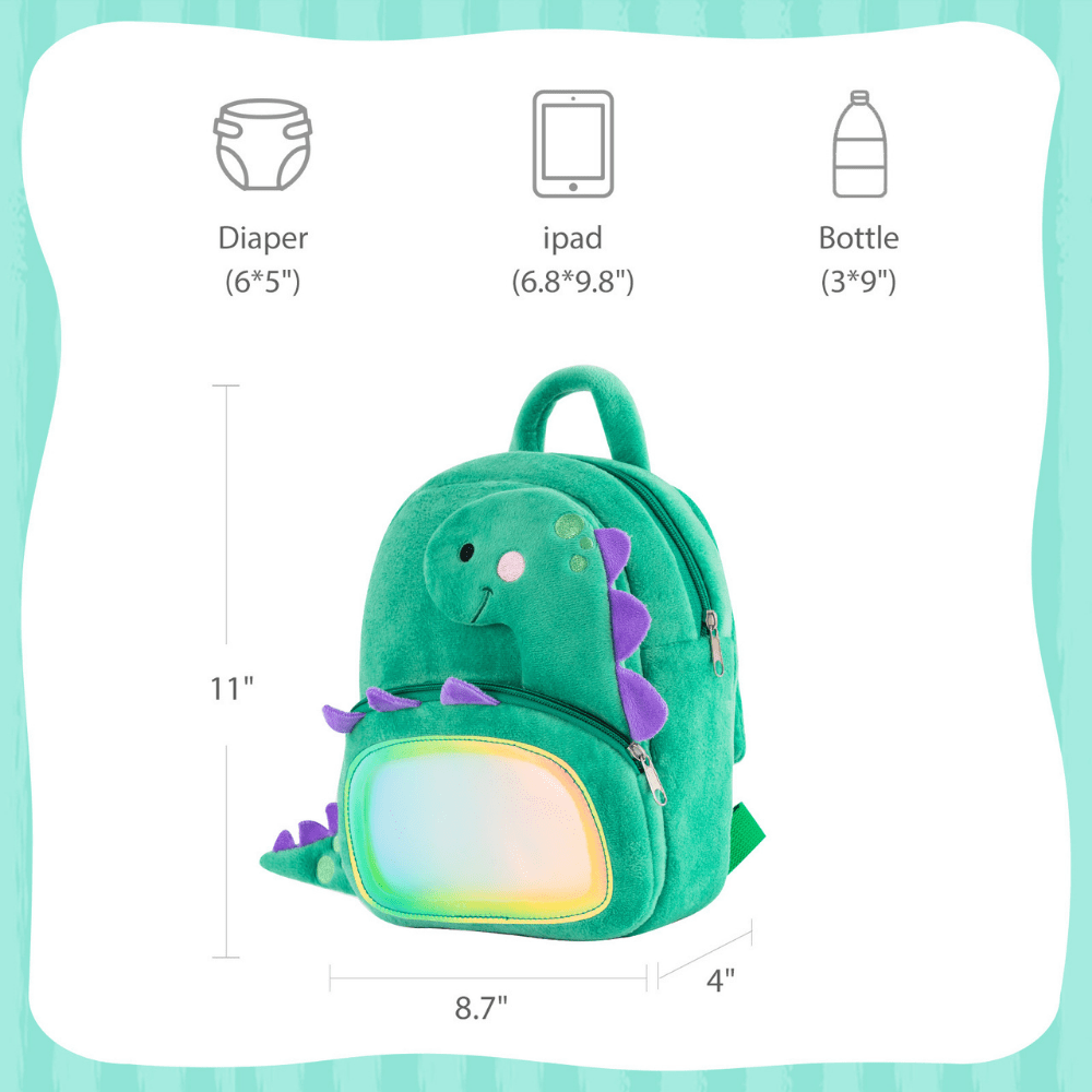 OUOZZZ Personalized Green Dinosaur Plush Backpack