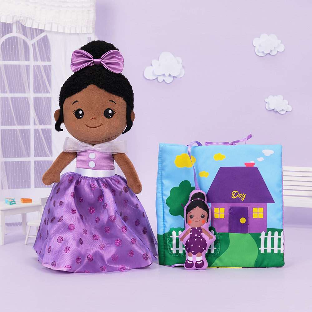 Black Kids Soft Rag Fabric Custom Purple Princess Baby Doll Toy Gifts For 1  2 3 Year Old Girls – Ifrodoll