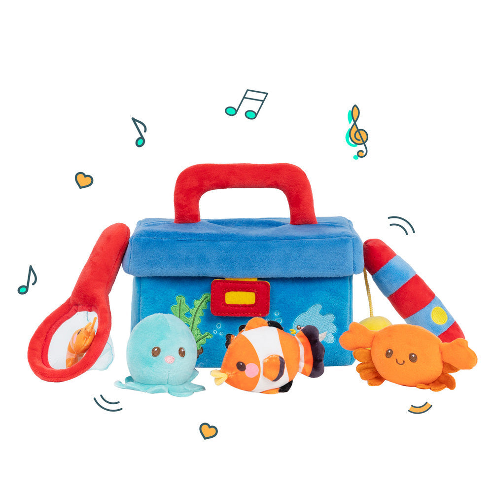 iFrodoll Personalized Baby's First Fishing Tackle Box Plush Playset Sound Toys Set
