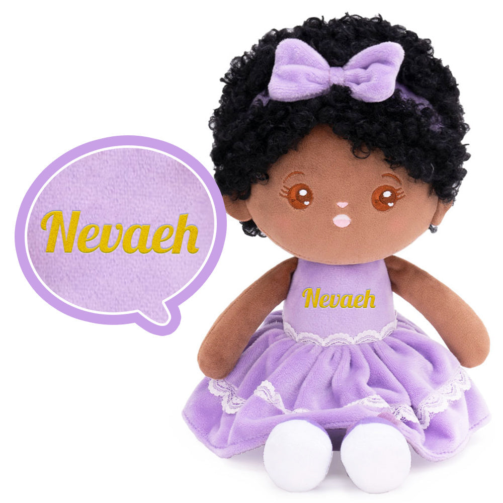 Black Kids Soft Rag Fabric Custom Purple Princess Baby Doll Toy Gifts For 1  2 3 Year Old Girls – Ifrodoll