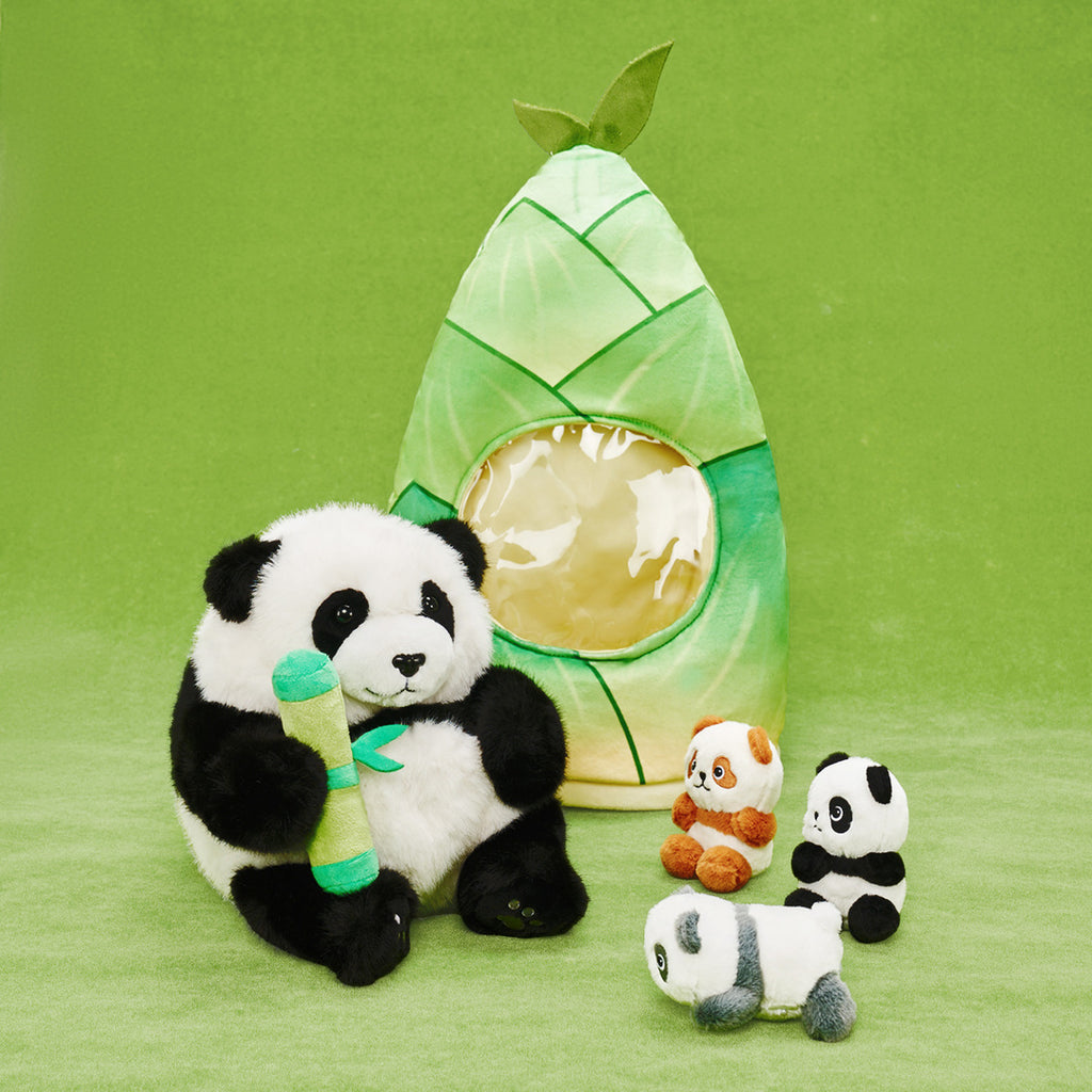 Panda Mommy with 3 Babies Plush Stuffed Animal Set