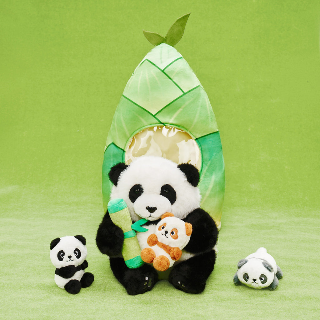 Panda Mommy with 3 Babies Plush Stuffed Animal Set