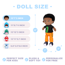 Load image into Gallery viewer, iFrodoll Personalized Deep Skin Tone Plush Cool Boy Doll