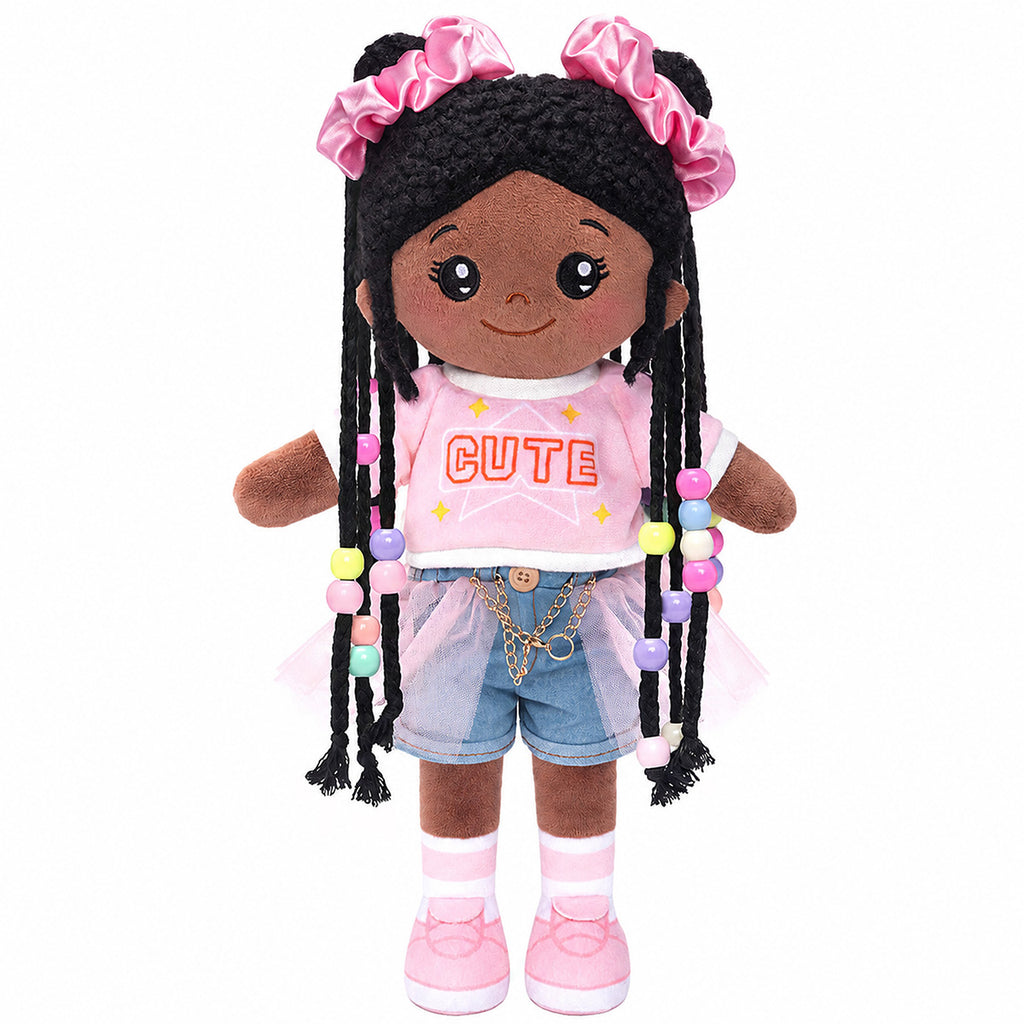 Hair Styling Plush Doll Kit – Dark Skin Tone with Colorful Beads