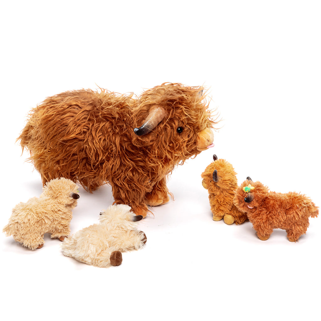 Highland Cattle Stuffed Animal with 4 Babies Inside