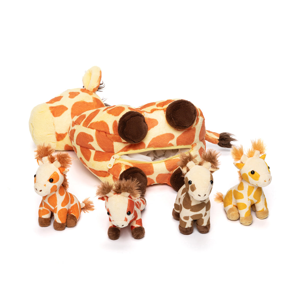 Giraffe Family with 4 Babies Plush Playset Animals Stuffed Gift Set