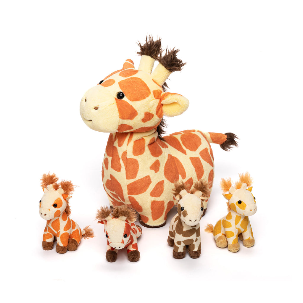 Giraffe Family with 4 Babies Plush Playset Animals Stuffed Gift Set