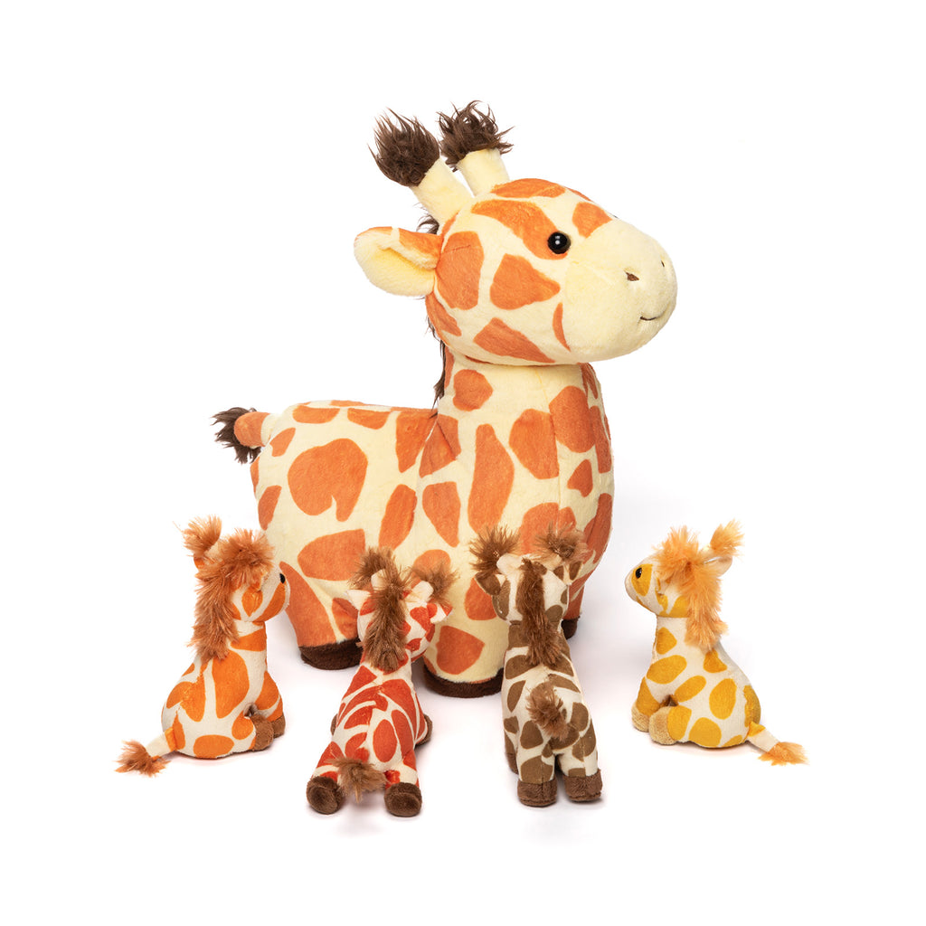 Giraffe Family with 4 Babies Plush Playset Animals Stuffed Gift Set