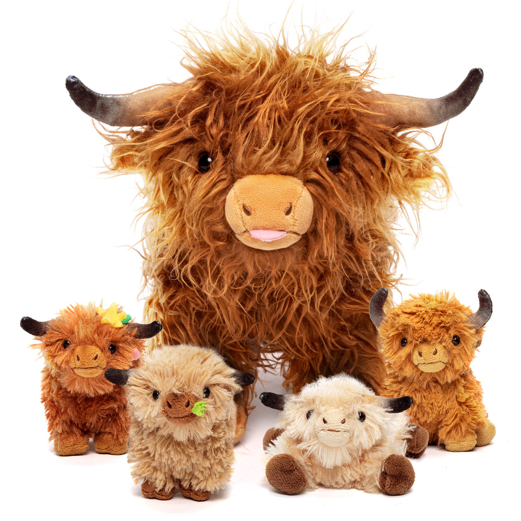 Highland Cattle Stuffed Animal with 4 Babies Inside