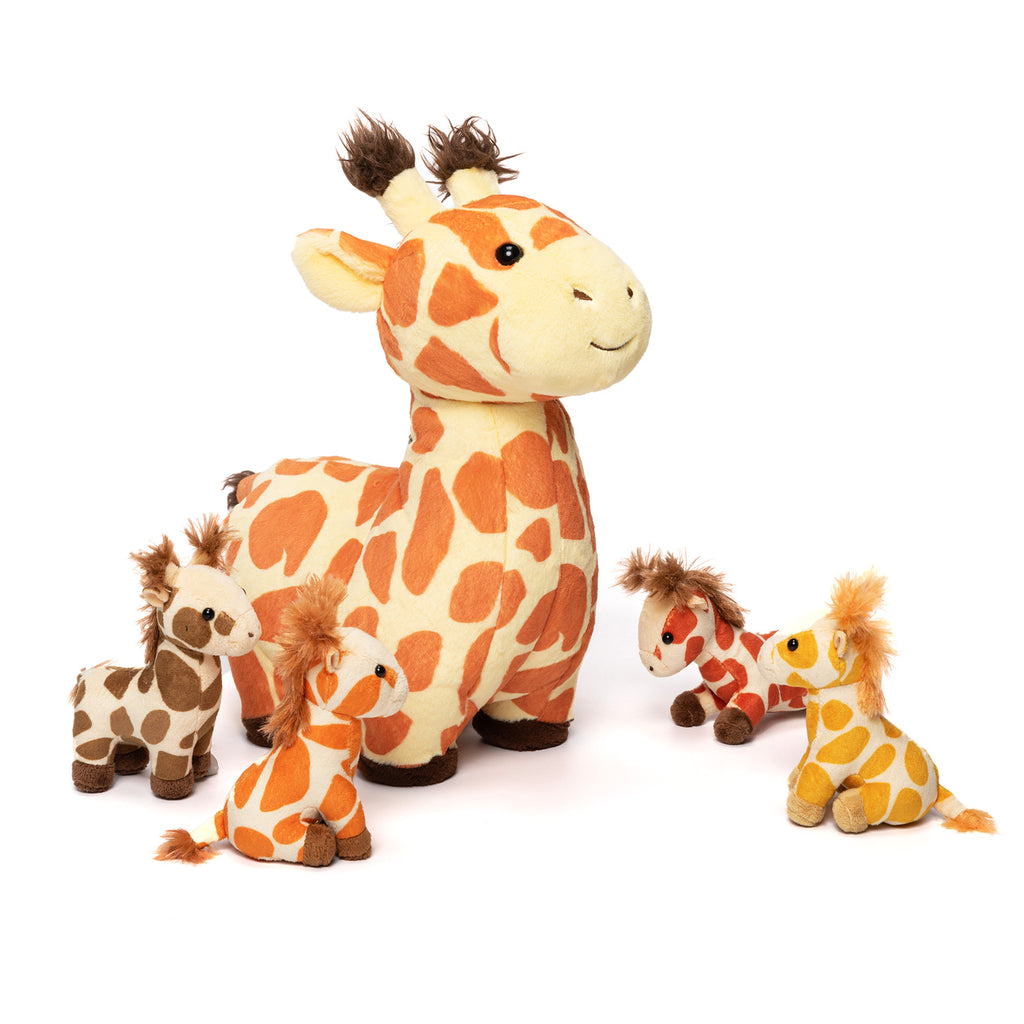 Giraffe Family with 4 Babies Plush Playset Animals Stuffed Gift Set