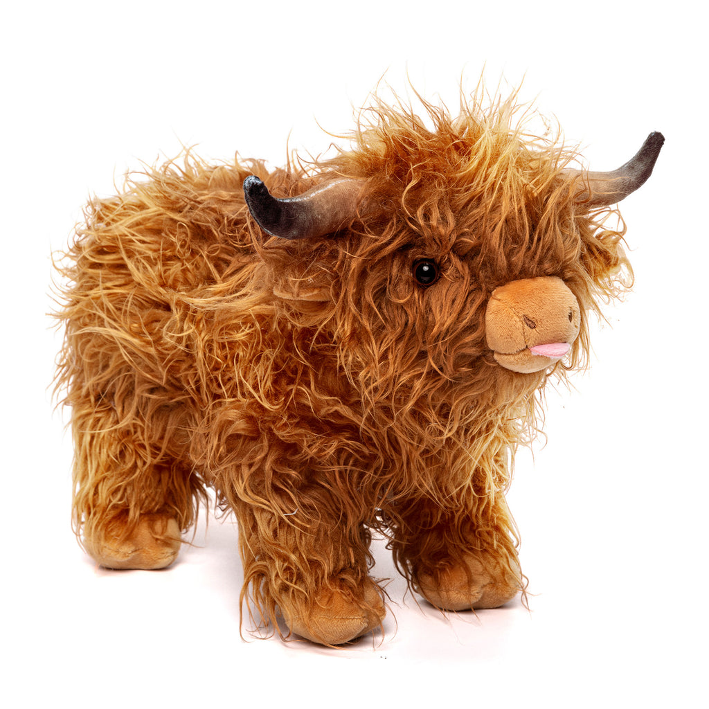 Highland Plush Cow 5 Pieces Highland Cow St￭ Animal With Babies Set, 14\" Large Realistic Fluffy St￭ Highland Cow Plush Toy With 4 Baby Highland Cows Decor Surprise For Girls Boys Birthday
