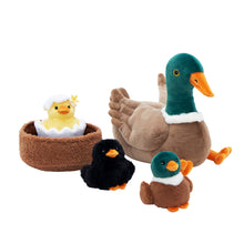 Load image into Gallery viewer, Mallard Dabbling Duck Plush Stuffed With 4 Ducklings in Nest