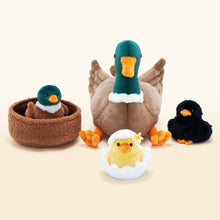 Load image into Gallery viewer, Mallard Dabbling Duck Plush Stuffed With 4 Ducklings in Nest