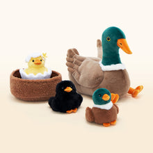 Load image into Gallery viewer, Mallard Dabbling Duck Plush Stuffed With 4 Ducklings in Nest