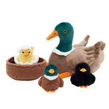 Load image into Gallery viewer, Mallard Dabbling Duck Plush Stuffed With 4 Ducklings in Nest