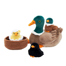 Load image into Gallery viewer, Mallard Dabbling Duck Plush Stuffed With 4 Ducklings in Nest