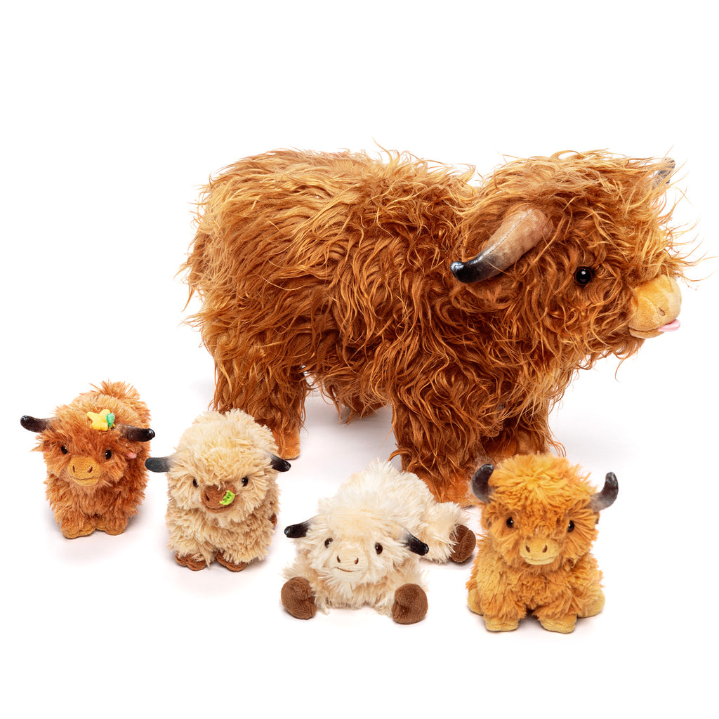 Highland Cattle Stuffed Animal with 4 Babies Inside