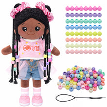 Load image into Gallery viewer, Hair Styling Plush Doll Kit – Dark Skin Tone with Colorful Beads