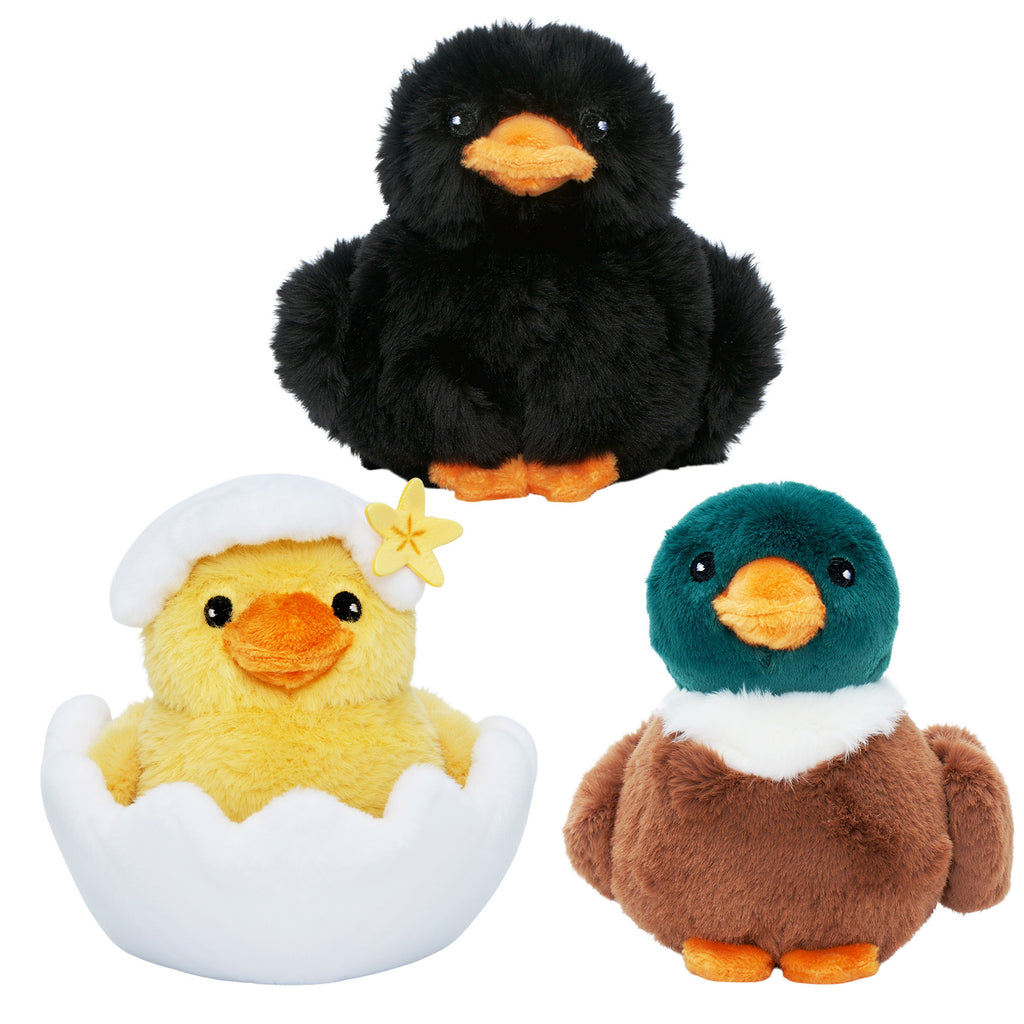 Mallard Dabbling Duck Plush Stuffed With 4 Ducklings in Nest