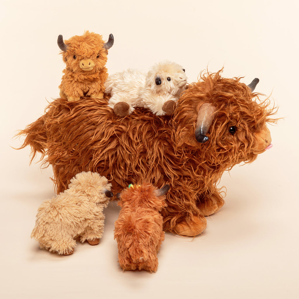 Highland Cattle Stuffed Animal with 4 Babies Inside