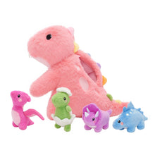 Load image into Gallery viewer, Pink T Rex Dinosaur Plush Toy with Babies, with Crossbody Strap