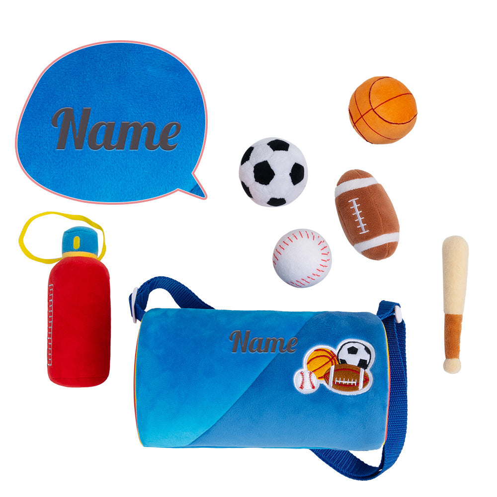 Personalized Baby's First Sports Bag, Plush Sensory Toy for 1 Year Old Boys