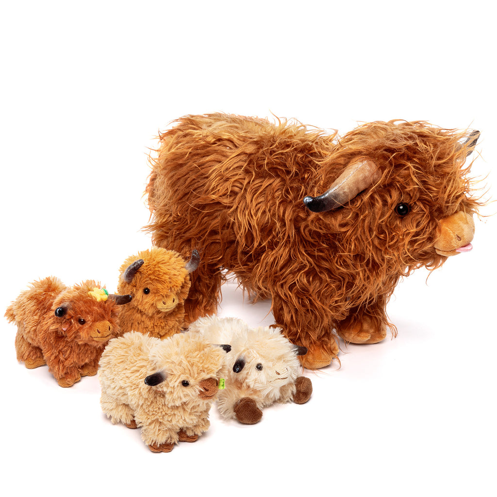 Highland Cattle Stuffed Animal with 4 Babies Inside