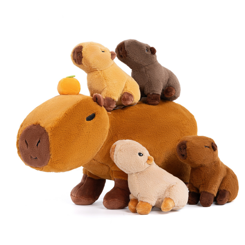 iFrodoll Capybara Family with 4 Babies Plush Playset Animals Stuffed Gift Set for Toddler