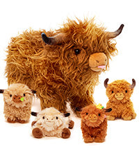 Highland Cattle Stuffed Animal with 4 Babies Inside