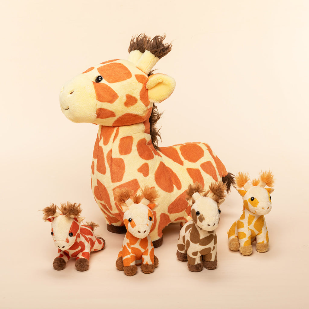 Giraffe Family with 4 Babies Plush Playset Animals Stuffed Gift Set