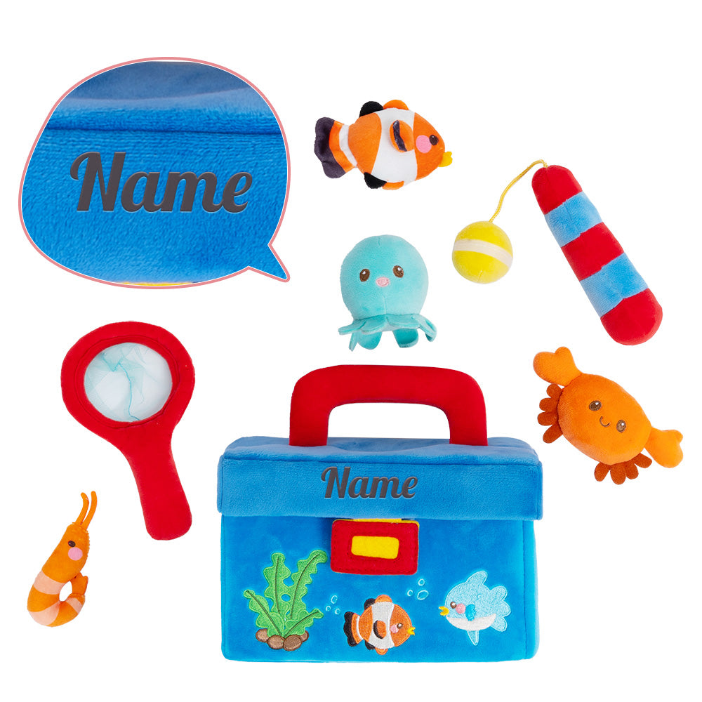 baby fishing tackle box iFrodoll Personalized Baby's First Fishing Tackle Box Plush Playset Sound Toys Set