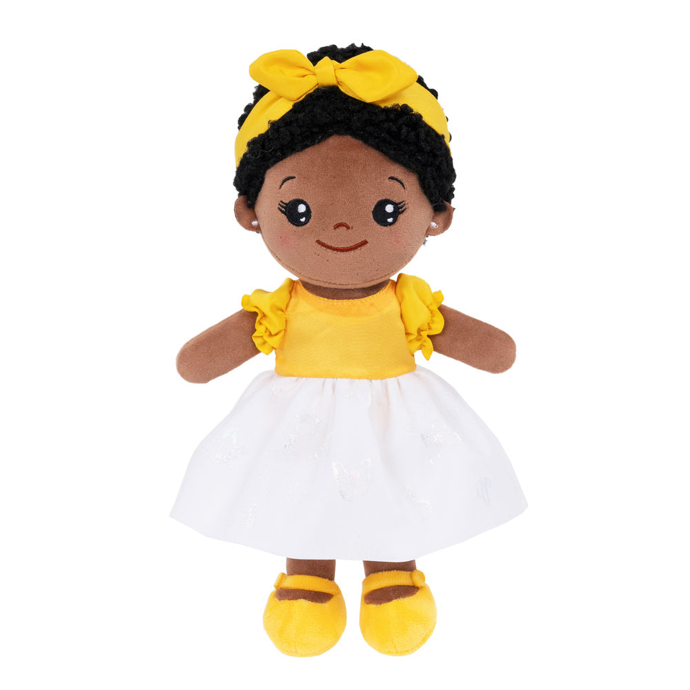 iFrodoll Personalized Deep Skin Tone Yellow Plush Baby Girl Doll