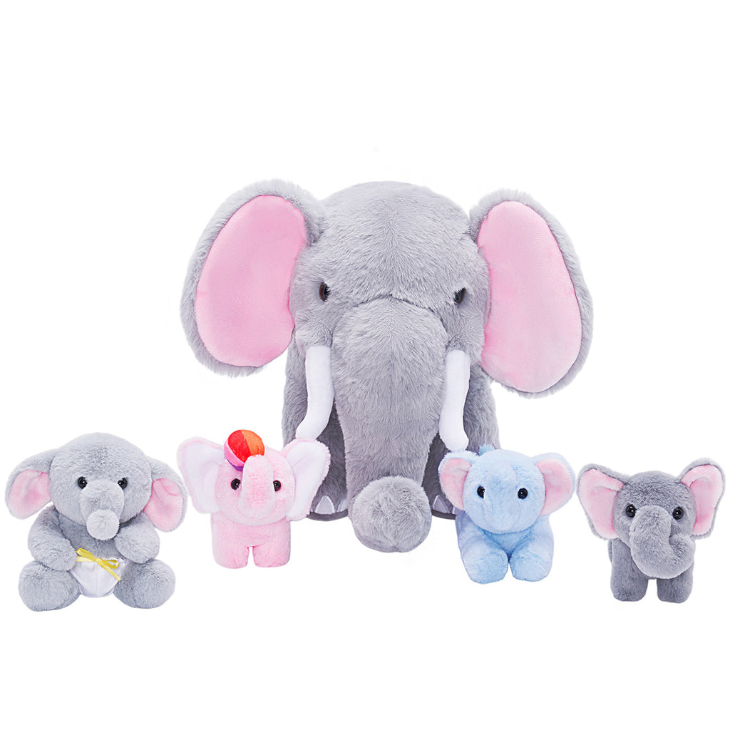 Elephant Family Plush Toy Set with 4 Pieces Baby Gift Set