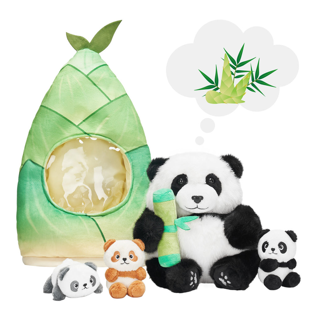 Panda Mommy with 3 Babies Plush Stuffed Animal Set